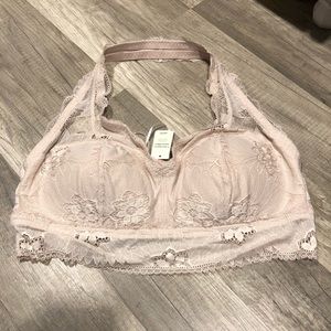 COPY - Aerie Lace Beige Cream Halter Bralette